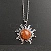 Synthetic Goldstone Sun Pendant Alloy Chain Vintage Necklaces WB3716-14-1