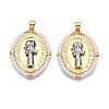 Brass with ABS Imitation Pearl Pendants KK-T070-16G-04-1