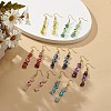 7Pcs 7 Style Natural Mixed Gemstone Chips & Resin Evil Eye Beaded Dangle Earrings EJEW-JE05117-2