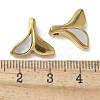 Fishtail Shape 304 Stainless Steel Natural Paua Shell/White Shell Charms Ion Plating(IP) STAS-U037-07G-02-3