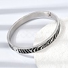 304 Stainless Steel Black Enamel Zebra Skin Print Hinged Cuff Bangles for Women SA-CBAC920-03P-2