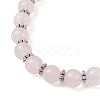 Natural Rose Quartz Cross Charm Bracelets BJEW-JB12259-01-4
