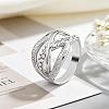 Multi Layered Zinc Alloy Rhinestone Finger Rings for Women IA4421-4-1