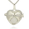Silver Color Plated Brass Hollow Heart Cage Pendants KK-J241-06S-1