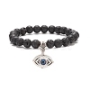 Natural Lava Rock Round Beaded Stretch Bracelet BJEW-JB08221-4