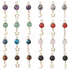 3Pcs Natural Mixed Gemstone Pendants PALLOY-JF04756-1