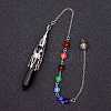 Natural Dyed & Heated Black Agate & Mixed Gemstone Bullet Pointed Dowsing Pendulums CHAK-PW0001-051D-1