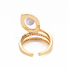 Brass Micro Pave Cubic Zirconia Wide Band Rings RJEW-S045-127-NR-3