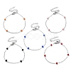 304 Stainless Steel Cable Chain Bracelet with Enamel Rondelle Beaded BJEW-G683-02P-1