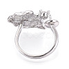 Flower Brass Micro Pave Clear Cubic Zirconia Cuff Ring Settings KK-T076-71P-3