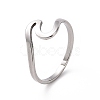 Non-Tarnish 201 Stainless Steel Wave Finger Ring for Women RJEW-J051-04P-1