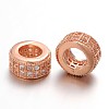 Brass Micro Pave Clear Cubic Zirconia European Beads ZIRC-L037-16RG-FF-1