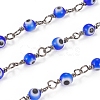 3.28 Feet Handmade Evil Eye Lampwork Round Beaded Chains X-CHC-G009-A-B05-2