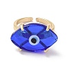 Lampwork Oval with Evil Eye Open Cuff Ring RJEW-I086-13G-01-2