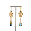 Elegant Brass Cubic Zirconia Butterfly Tassel Hoop Earrings KG8851-3
