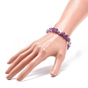 Natural Amethyst & Lampwork Evil Eye Round Beaded Stretch Bracelet BJEW-JB08713-06-3