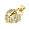 Heart Rack Plating Brass Micro Pave Cubic Zirconia Pendants KK-Z074-53G-2