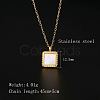 Natural Shell Square Pendant Necklace with Stainless Steel Chains TM4742-1-5