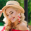 2 Pairs 2 Colors Polyester Tassel with Pompom Boho Chandelier Earrings EJEW-AN0001-75-6