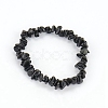 Natural Obsidian Chips Beaded Stretch Bracelet for Women PW-WG72437-14-1