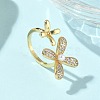 Brass Micro Pave Cubic Zirconia ABS Imitation Pearl Cuff Rings RJEW-D307-02G-A-4