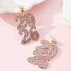 Number 2026 Acrylic Dangle Stud Earrings FS-WG44A54-01-3
