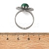Natural Malachite & Stainless Steel Cuff Open Rings RJEW-JR01091-02-5