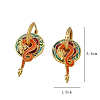 Dragon & Flat Round & Flower Brass Enamel Hoop Earrings FS-WGDA516-01-4
