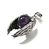 Natural Amethyst Round Pendants G-K339-03AS-09-2