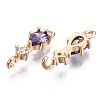 Brass Micro Pave Cubic Zirconia Links Connectors X-KK-R111-007-A04-2