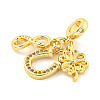 Rack Plating Brass Micro Pave Cubic Zirconia European Dangle Charms KK-P270-02B-G-2