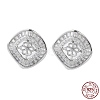 Rhodium Plated 925 Sterling Silver Stud Earring Findings STER-M115-18P-1