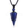 Natural Lapis Lazuli Cone Braided Pendant Necklace NJEW-SZ0001-59D-1