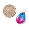 Spray Painted Natural Cowrie Shell Deep Sky Blue Pendants PALLOY-JF04260-02-2