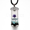 Glass Wishing Bottle Leather Cord Pendant Necklaces NJEW-Z009-A-2