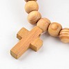 Cross Wood Beaded Stretch Charm Bracelets BJEW-JB02219-2