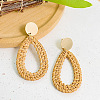 Woven Teardrop Alloy Raffia Stud Dangle Earrings FS-WG09963-03-1