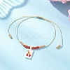 Adjustable Handmade MIYUKI Glass Seed Beads & Natural Agate Charm Bracelets BJEW-MZ00248-02-1