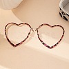 Hollow Heart with Leopard Print Alloy Hoop Earrings EJEW-Z112-01P-1