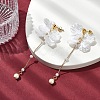 Acrylic Pearl Petal & Shell Pearl Bead Stud Dangle Earrings EJEW-YW00005-2