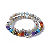 Two Loops Natural & Synthetic Gemstone Beads Warp Stretch Bracelets BJEW-JB04223-2