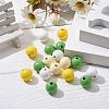 160Pcs 4 Colors Farmhouse Country and Rustic Style Painted Natural Wood Beads WOOD-LS0001-01I-4