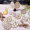 50Pcs 5 Style Easter Unfinished Wood Pendant Ornaments WOOD-GF0002-01-4
