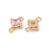 Brass Pave Glass Rhombus Links Connector Charms GLAA-Q088-001A-2