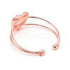 Heart Double Layered Wire Wrap Cuff Bangle BJEW-WH0015-02RG-2