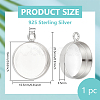 1Pc 925 Sterling Silver Flat Round Pendant Cabochon Settings STER-BC0003-40P-2