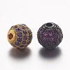 Brass Micro Pave Cubic Zirconia Beads ZIRC-G078-38-2