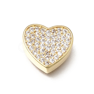Valentine's Day Brass Micro Pave Clear Cubic Zirconia Beads KK-K427-30G-1