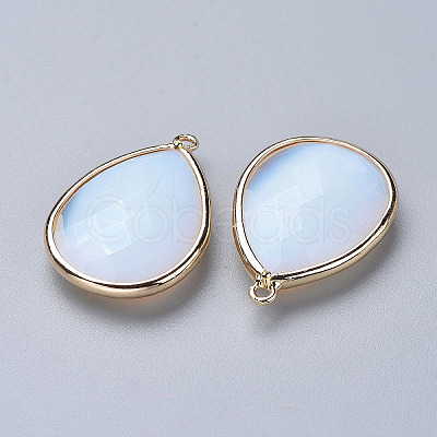 Faceted Opalite Pendants G-M356-C01-LG-1