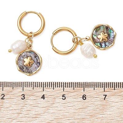 3 Pairs 3 Styles 304 Stainless Steel & Natural Paua Shell Hoop Earrings EJEW-JE06952-1